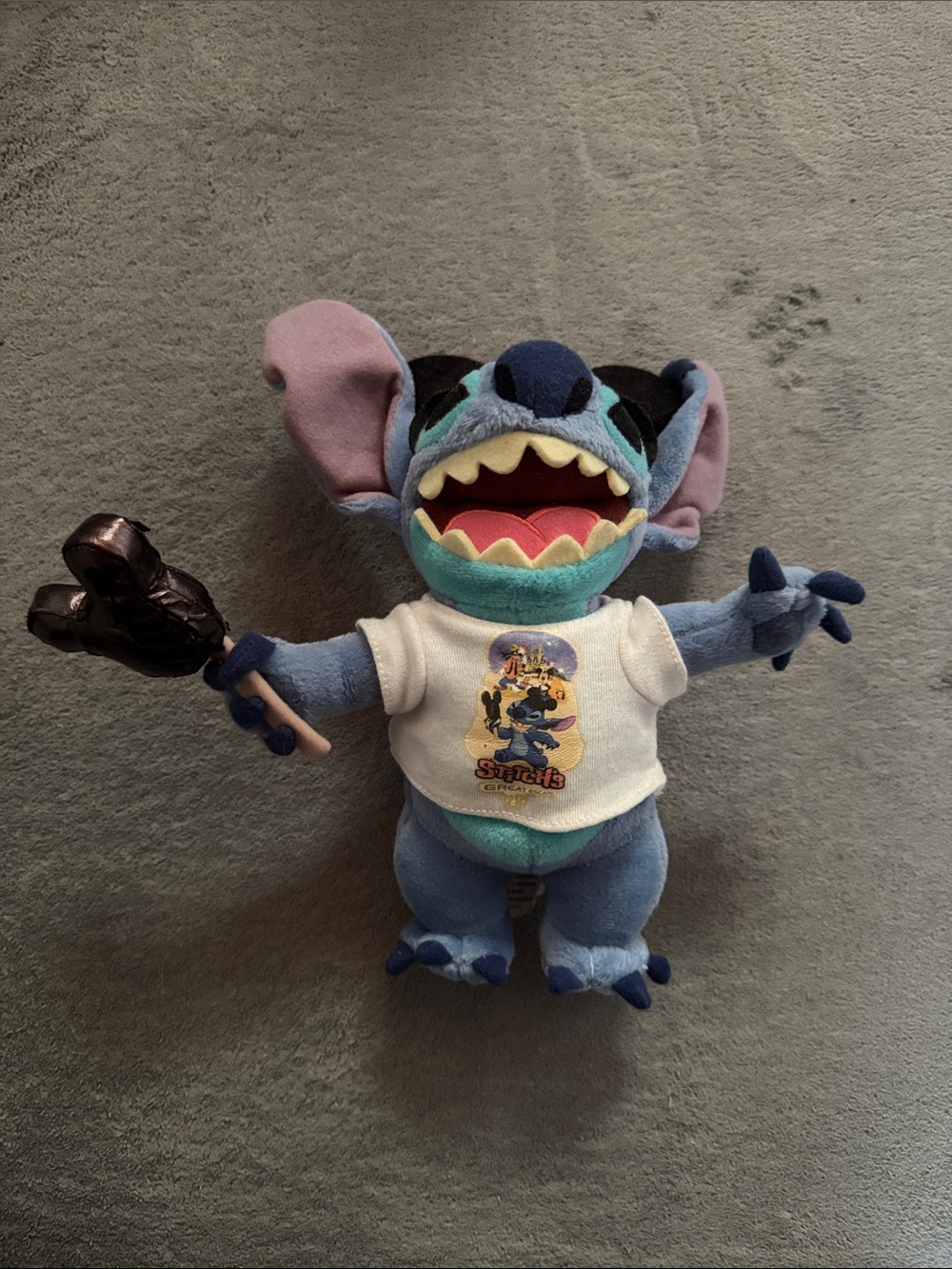 Disney Blue & Teal Stitch Plush with White T-Shirt